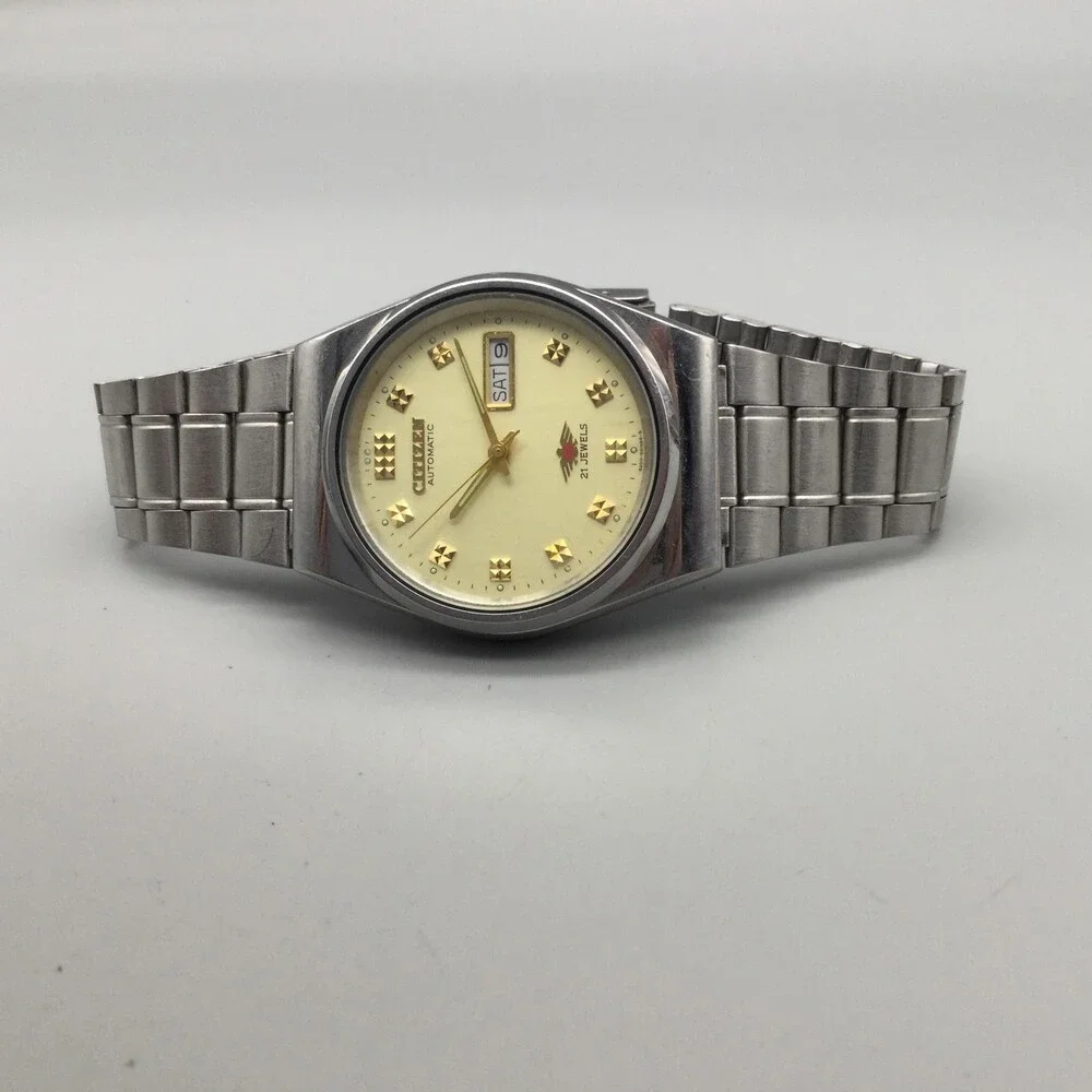 Vintage Citizen Automatic Mens Watch 36mm 4-039203 Day Date Stainless 8